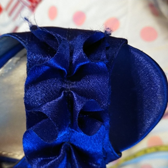 Fioni Night ladies size 8 platform heels blue satin - Picture 7 of 10